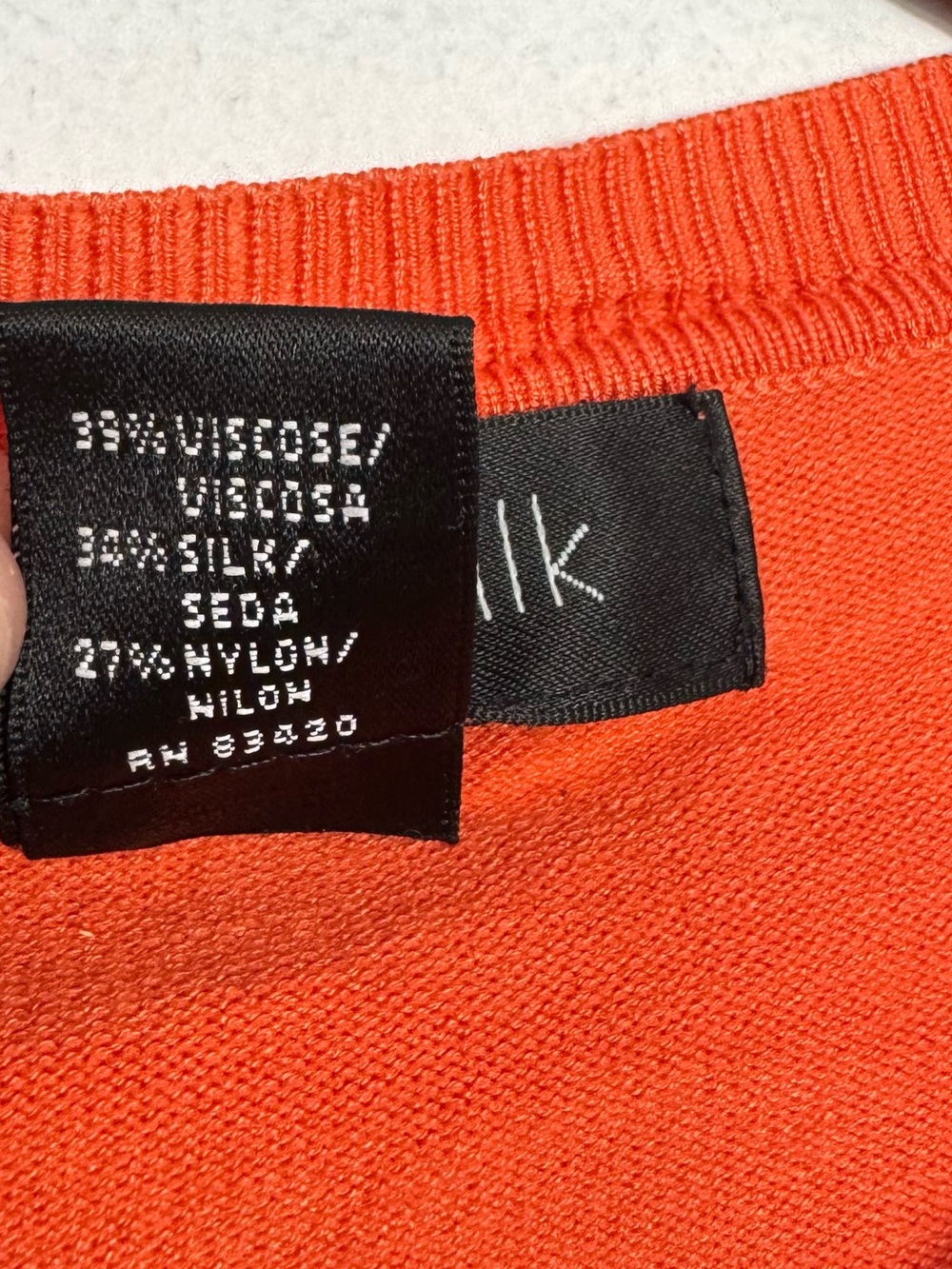 August Silk Orange Lightweight Knit Cardigan Sweater Silk Blend Large - Picture 5 of 5